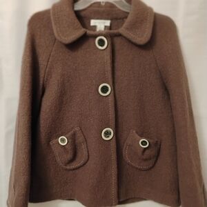 Christopher & Banks Chocolate Buttoned Wool Coat